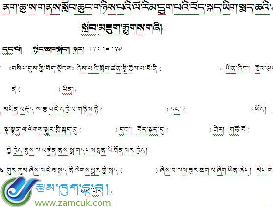 那曲地区第二小学六年级下学期藏语文下册期末考试试题